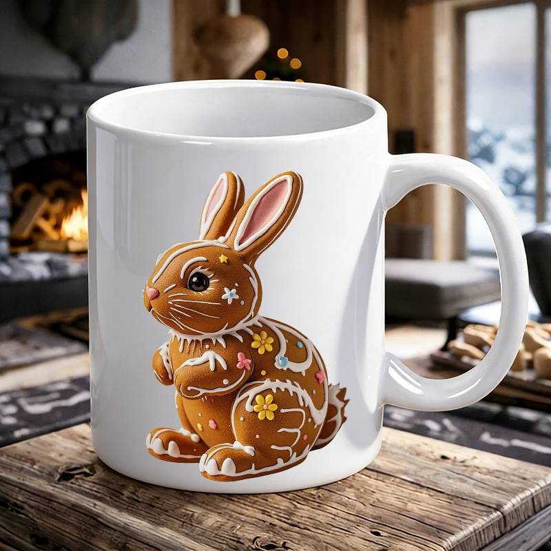 

Easter gingerbread bunny cute pet ceramic cup, coffee cup, milk cup, office tea cup, drinking cup,does not fade,gift for friends
