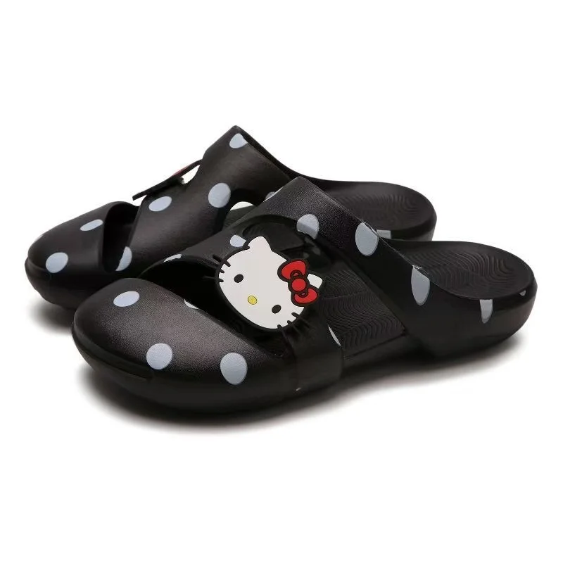 

Реальные фото: Новые летние пляжные сандалии Sanrio Hello Kitty 2026 года, милые, качественные, для женщин и девочек, белые, черные, с принтом.
