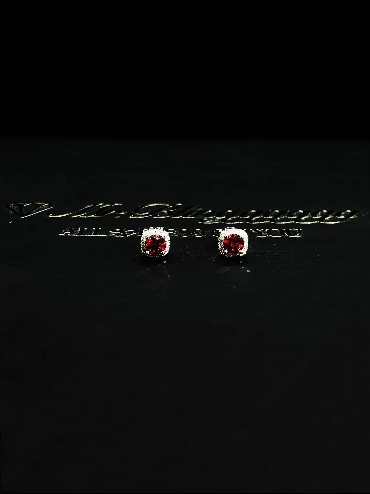 Mr. Blingggggg European and American H ip Hop Jewelry 925 Silver Mozambican No Earholes Magnetic White Red Rock Sugar