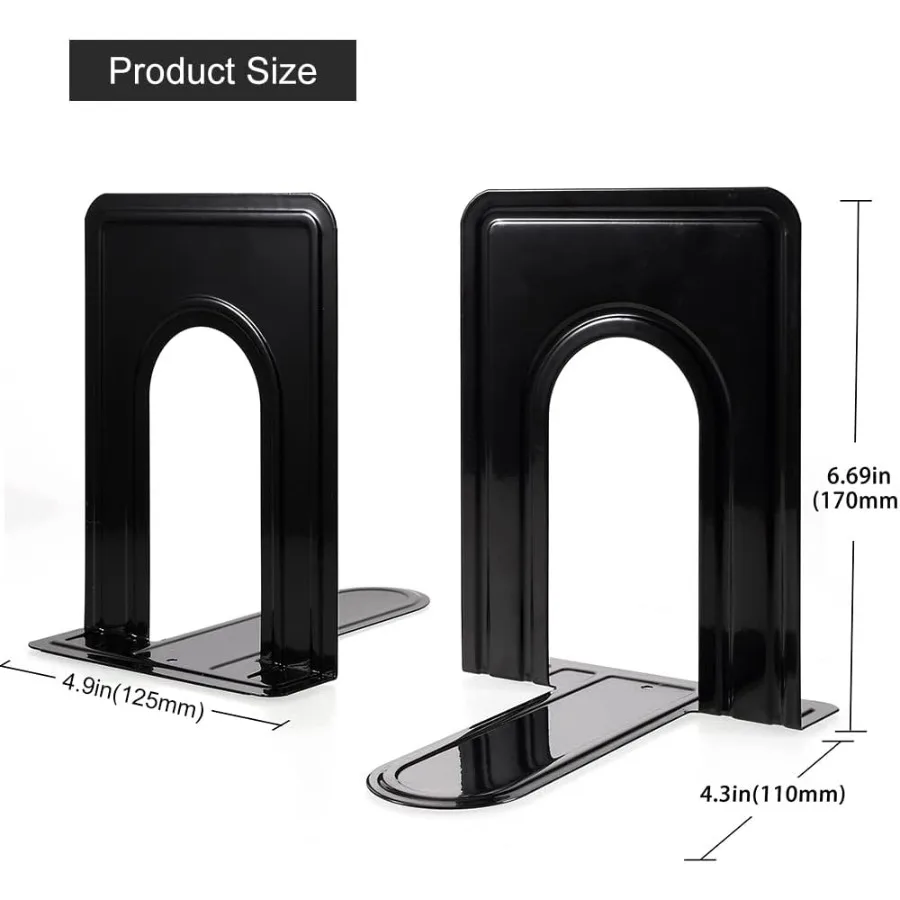 نهايات الكتاب، نهايات الكتب للأرفف، نهايات الكتب لحمل الكتب الثقيلة، نهايات الكتب المعدنية للمكتب غير القابلة للانزلاق، أطراف الكتاب شديدة التحمل باللون الأسود #4