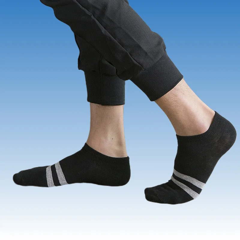 5/10 Pairs High Quality Men Thin Polyester Boat Socks Sweat Absorbing Breathable Casual Anti-Slip Solid Color Short Ankle Socks