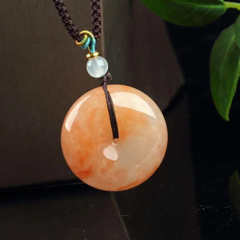 Golden Silk Jade Safe Brand, Peach Blossom Brew Pendant Safe Buckle for Men and Women