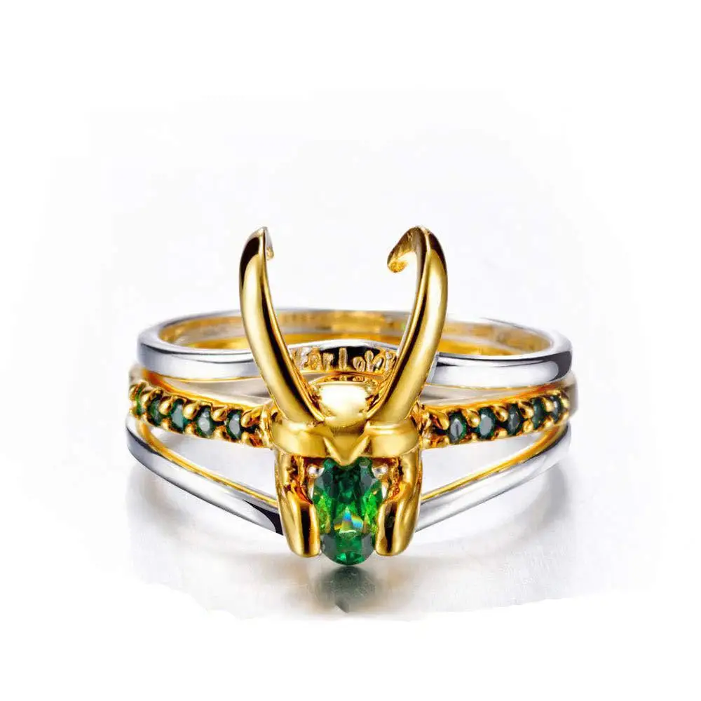 Simple Niche Mythical Character Loki Helmet 3 PCS Stacking Unisex Rings Men's Fashion Jewelry Party Favor Rings Jewelry