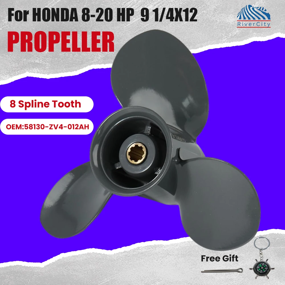 

Boat Propeller 9 1/4x12 For Honda 8HP 9.9HP 15HP 20HP Outboard Screw Boat Motor Aluminum Alloy Propeller 3 Blade 8 Spline