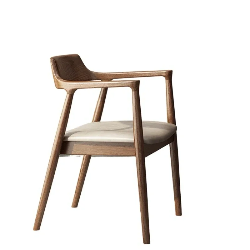 Backrest Nordic simple study stool student study bedroom home solid wood dining table horn dining chair