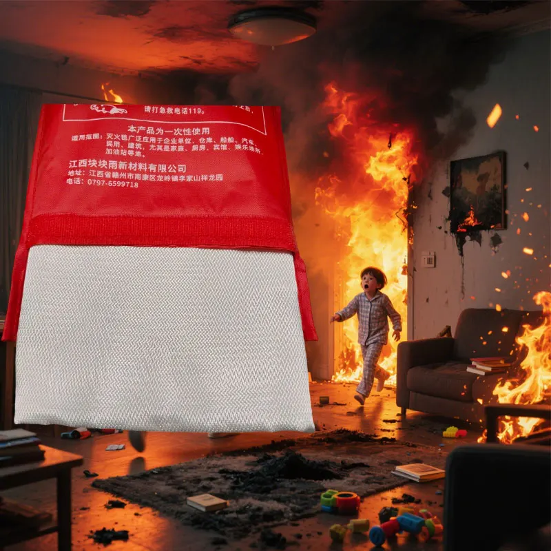 Fire Blankets 1.5m and 1m Fire Escape Equipment for Household Kitchens Fire Escape Blankets for New Energy Vehicles Fire Blanket