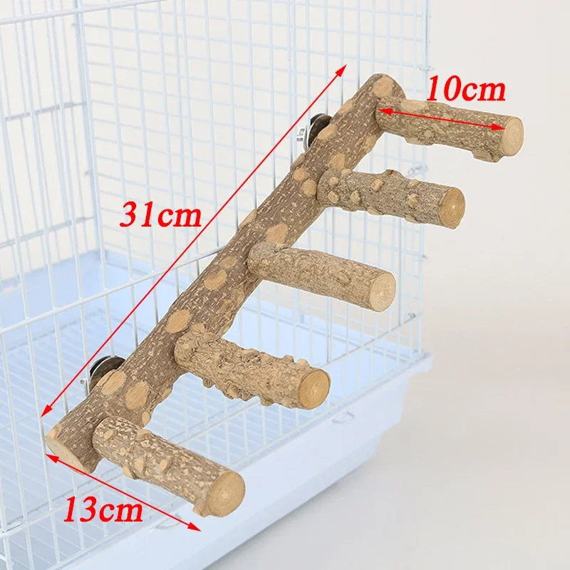 Natural Wood Parrot Bird Perches Bird Stand Paw Grinding Fork Parakeet Climb Stand Branch Ladder Toys Bird Cage Parrot Accessory