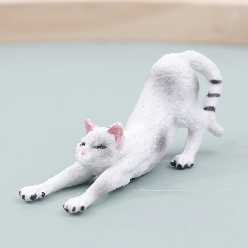 1szt Symulacja kota Model Cute Cartoon PVC Cat Figurka Mini Ornament Kids Doll Toy Kitten Statue Desktop Decoration