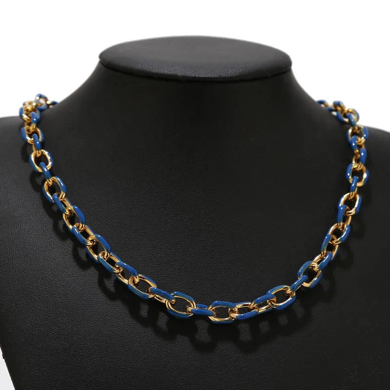 1pcs Stainless Steel 8mm Rolo Cable Link Chain Bracelet O Shape Enamel Curb Cuban Necklaces For Chokers Solid Metal Jewelry