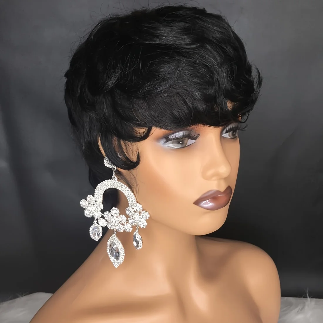 150% Density 6 Inch Pixie Cut Wig Short Straight Human Hair Wigs For Women Full Machine Made Wig