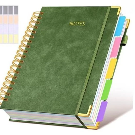 Extra großes Hardcover-Spiralnotizbuch – mit herausnehmbaren Trennblättern und Registerkarten, 300 Seiten, Kunstledereinband, für Schule, Büro, Planer – Detail 12