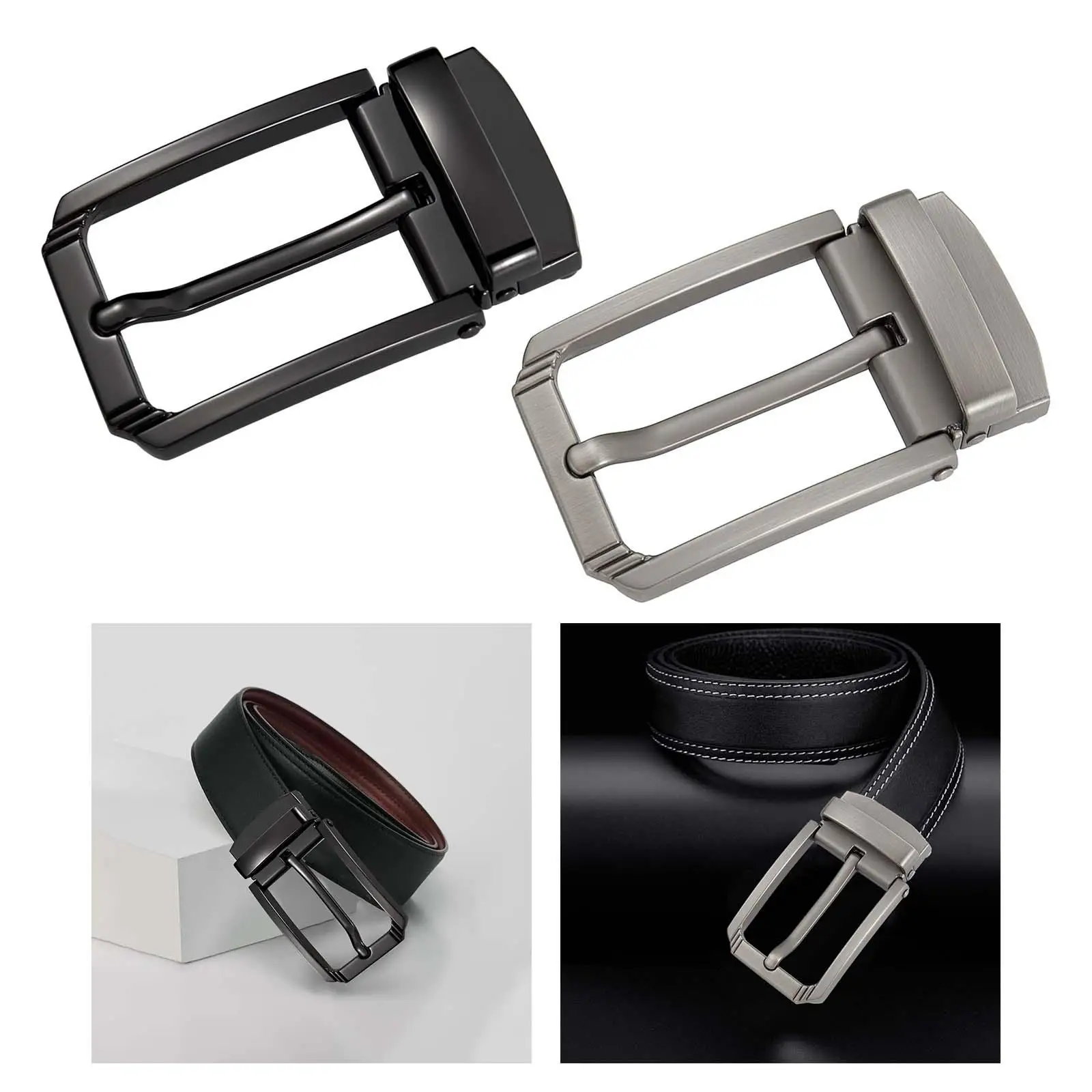 Rectangle Pin Buckle Belt Accessories for Leather Strap Luxury Casual Business Mens Womens Pin Belt Buckle Alloy Belt Buckle