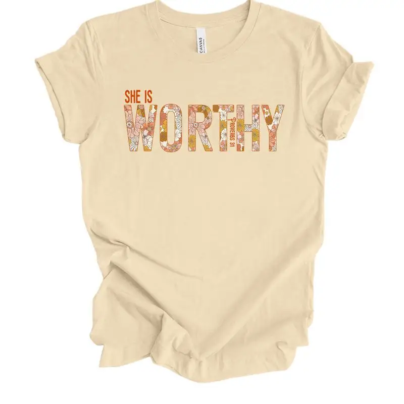 Футболка Trenz Company Fear Not женская с цветочным принтом She Is Worthy Proverbs 31, короткая Футболка Trenz Company Fear Not женская с цветочным принтом She Is Worthy Proverbs 31, короткая