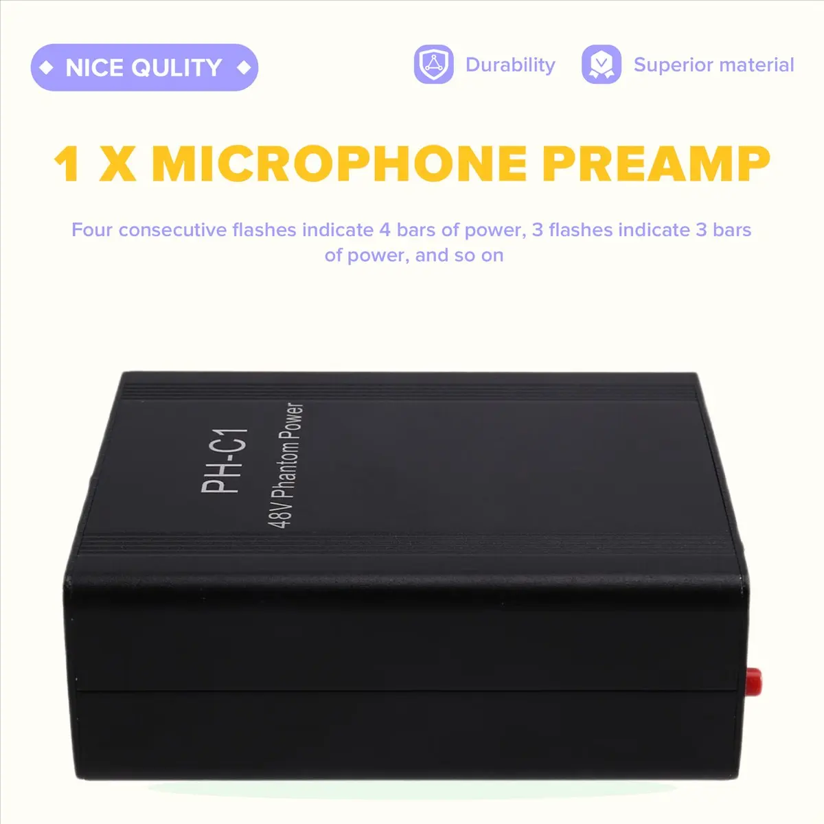 A1747F Perfect ★◀◁PH-C1 Microphone Preamp 48V Phantom Power Compact High Gain Microphone Booster Microphones Music Recording Equ