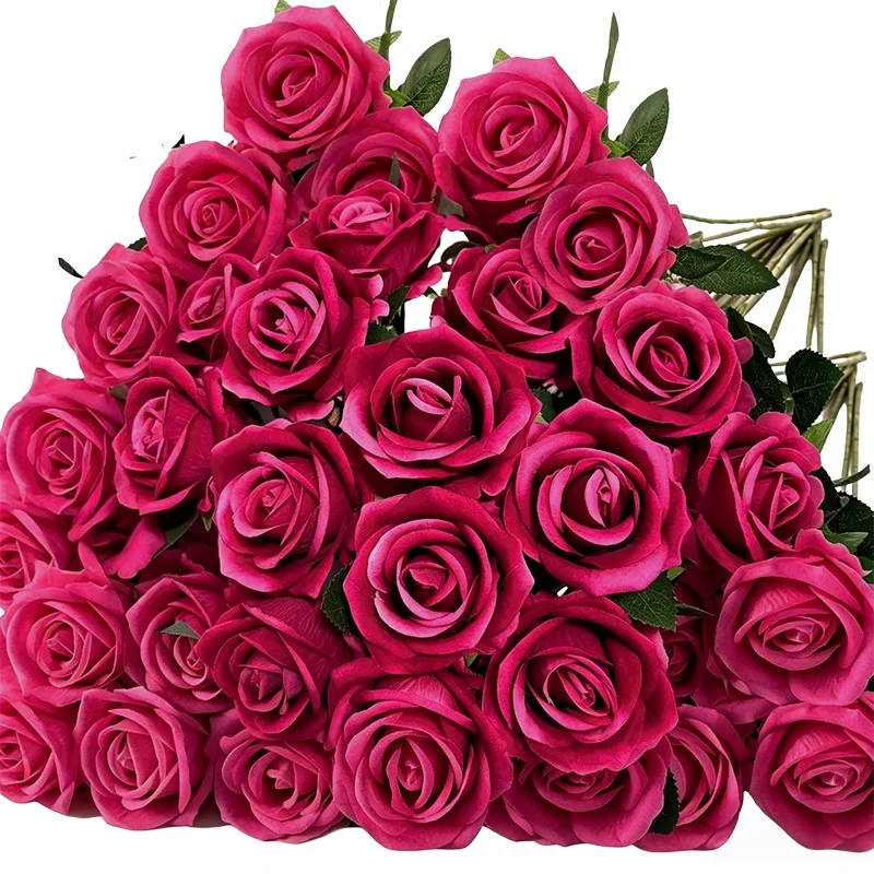 50 Stück künstliche Rosen aus Samt, fühlen sich echt an, künstliche Rosen, Blumen für Valentinstag, DIY, Hochzeitsstrauß, Party, Heimdekoration
