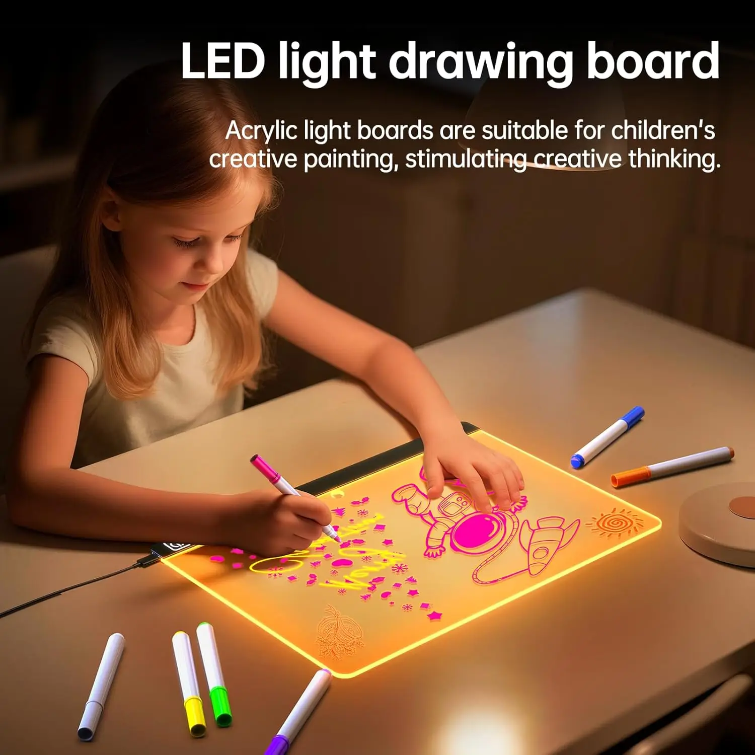 لوحة ملاحظات LED لعيد الميلاد RGB، لوحة رسائل أكريليك مضيئة مقاس 30 × 20 سم لوحة رسم LED للمكتب والمدرسة والمنزل
