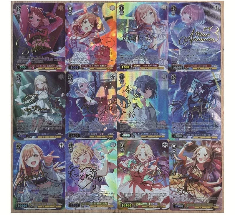 12-piece DIY School Idol Master Refraction Craft Gold Tag Collection Card, Ten Kings Star Nan,Flower Sea Sakurai