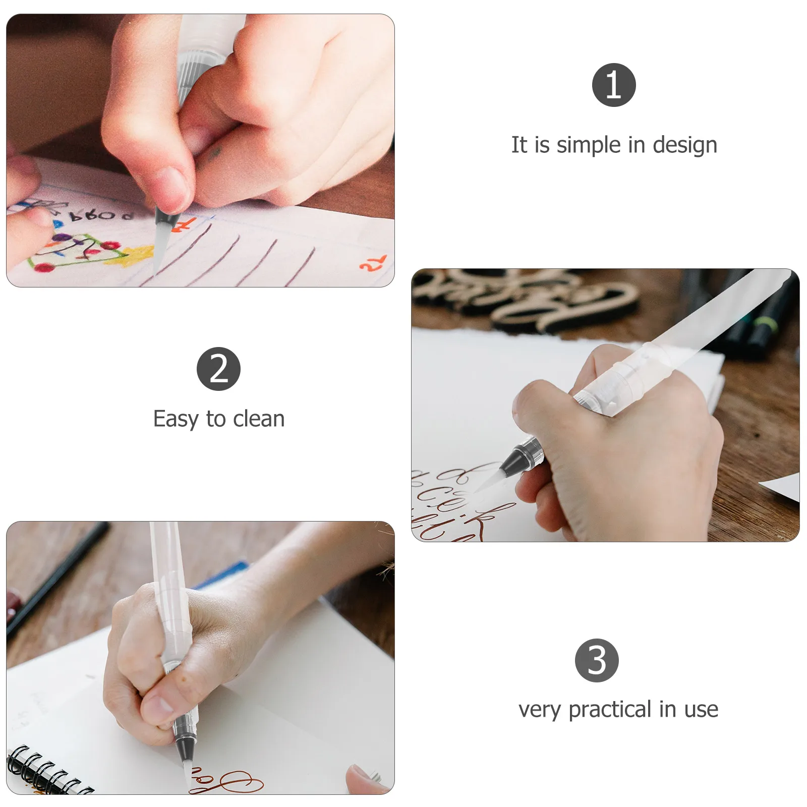 

3pcs Watercolor Brush Painting Pen Nylon Wool Tips refillable for adults set large medium small portable reusable gouache