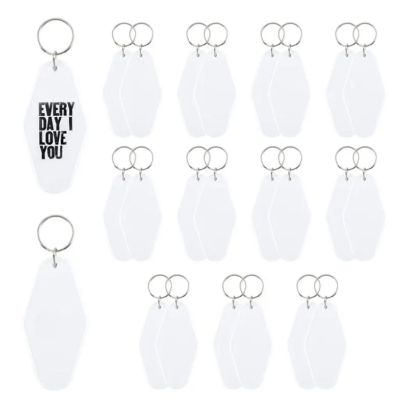 A013 24 Pack Motel Hotel Keychain Blank Vintage Motel Key Tag Hotel Keychain Blanks for Vinyl Projects Sublimation Decoration