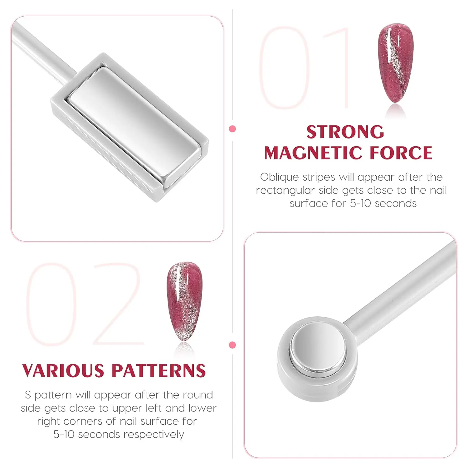 LINMANDA Double-Ended Magic Magnetic Stick Cat Eye Nail Magnet Suitable for Cat Eye Gel Nail Polish Nail Art Nail Tool