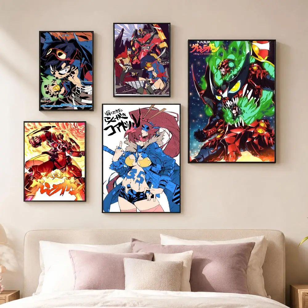 Anime T-Tengen Toppa Gurren Lagann Poster Vintage PP Paper Wall Art Home Decor Print for Bedroom Living Room Aesthetic Gift