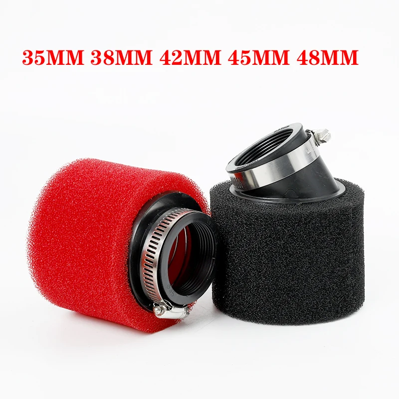 Black and Red Straight and Bevel Foam Air Filter 35mm 38mm 42mm 45mm 48mm Sponge Cleaner Moped Scooter Dirt Pit Bike Motorcycle