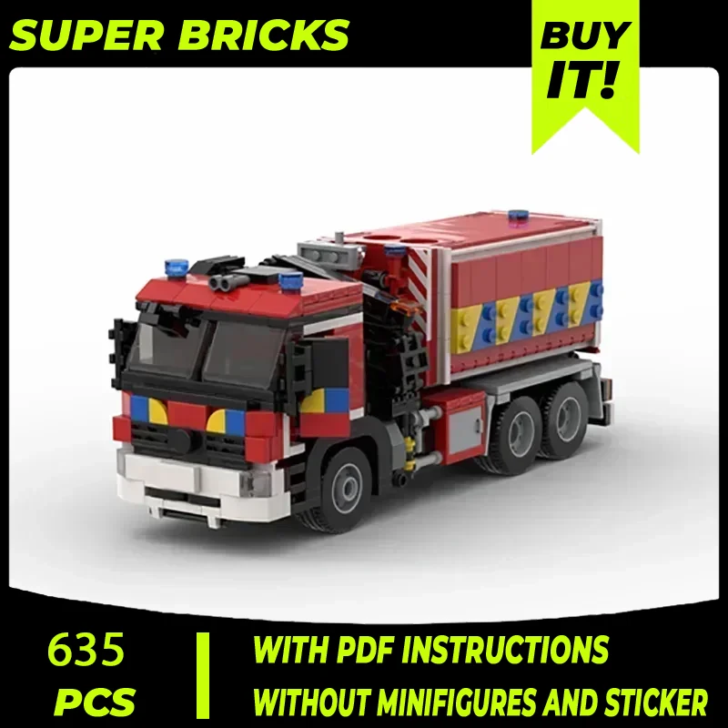 

City Car Model Moc Building Bricks Belgian Fire Truck Hooklift Vehicle Technology Blocks Gifts Christmas Toys DIY Sets Assembly