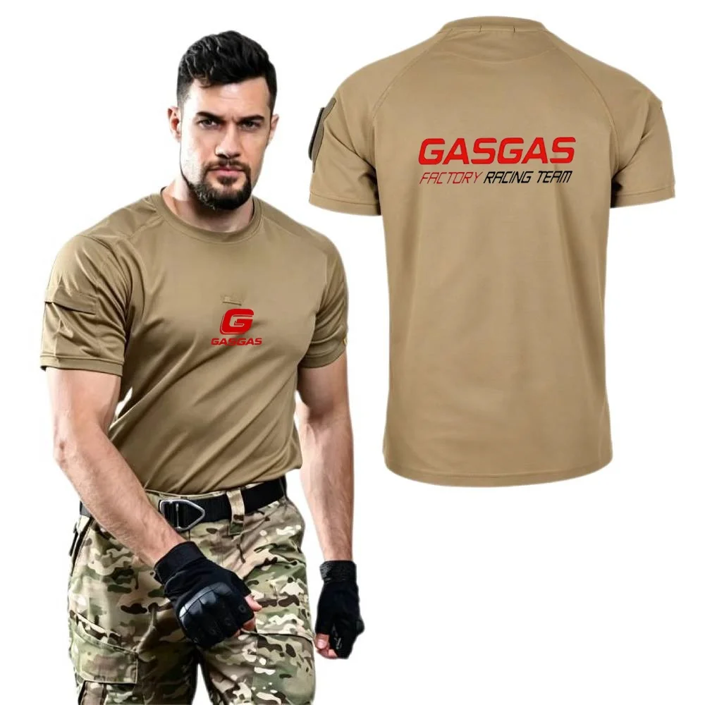 Motorcycles GasGas Factory Team T-Shirt Mens Short Sleeve Shirts Fishing Hunting Top Tees Military Tacitcal Hiking Sports Tshirt