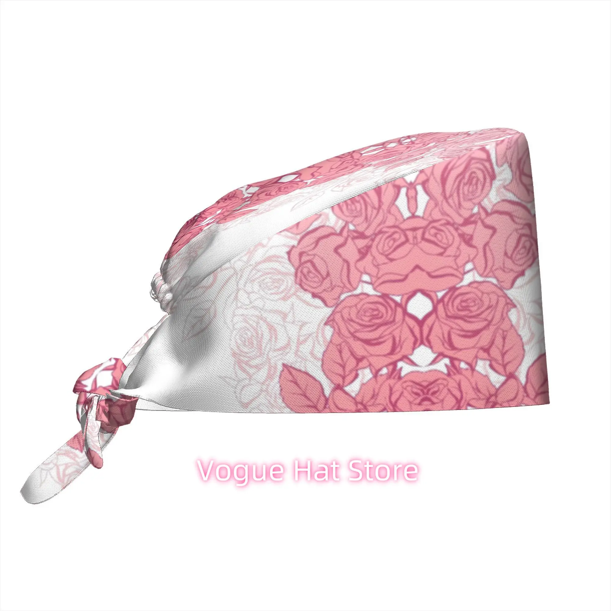1pc Adjustable Reversible Foldable Work Cap with Pink Rose Floral Pattern - Unisex for &, Portable Hat Suitable for Events, Vale