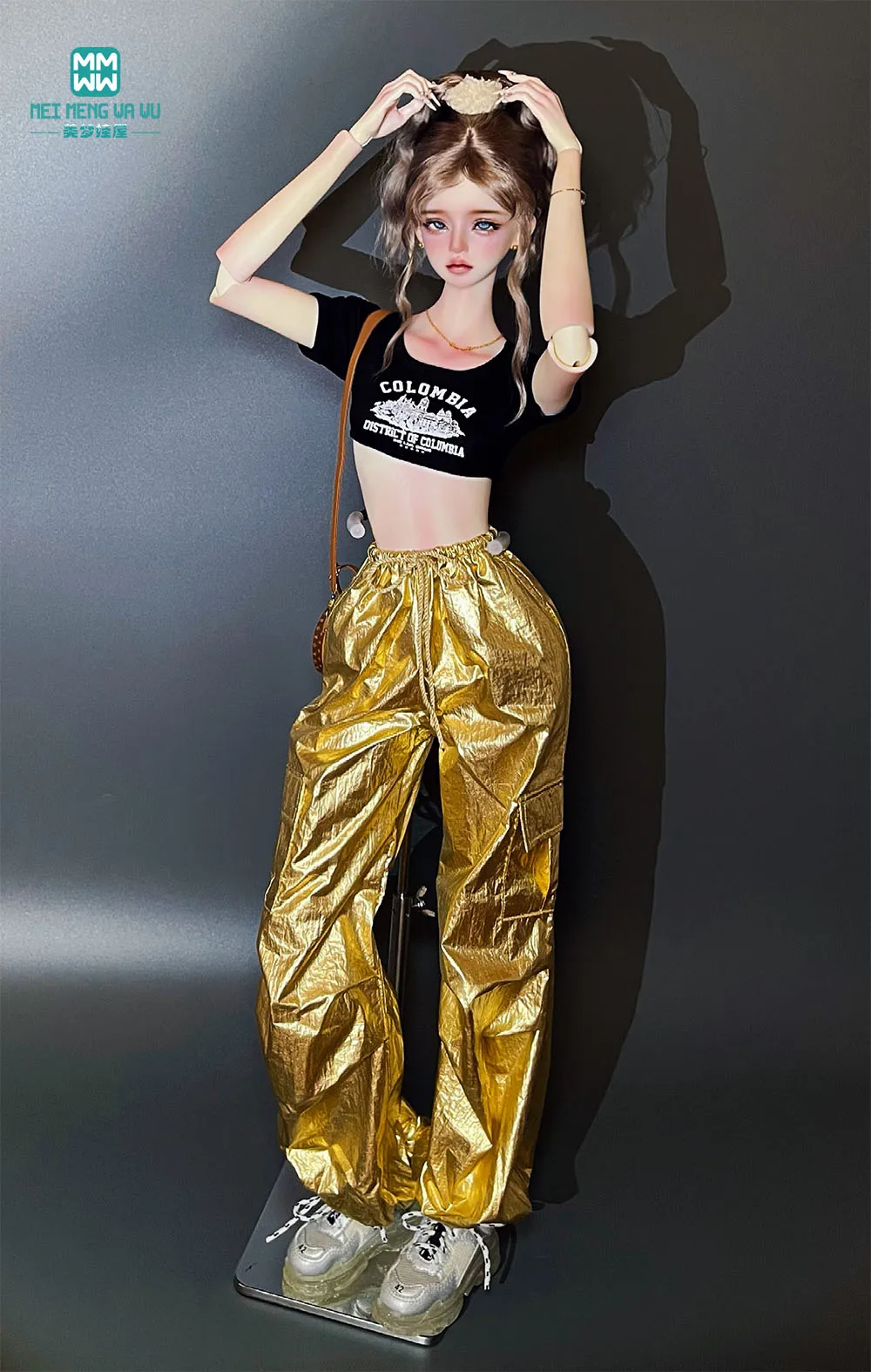 Passend für 43-60cm 1/3 1/4 SD DD BJD Puppenkleidung Modische Arbeitshose Kurzes T-Shirt Mädchen Geschenk – Detail 13