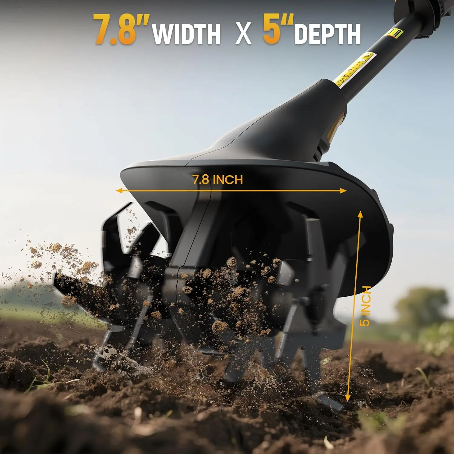 

Беспроводной культиватор-культиватор подходит для аккумулятора DeWALT 20 В макс., электрическая роторная машина на 360 об/мин, ширина пробокалы 7,8 дюйма и глубина 5 дюймов для Gardenin