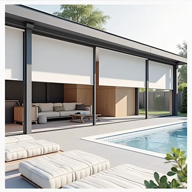 2026Smart Home Office Electric Vertical Blinds Sunshades Roller Shades for Windows and Patios Automated Curtain System