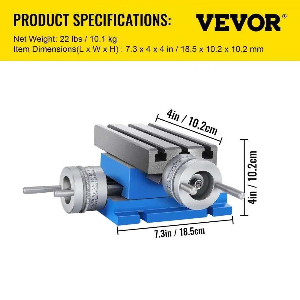Precision Slide Milling Table for Precision Machining, Dual-Purpose Cross Table with 7.3 x 4 Inch Working Area