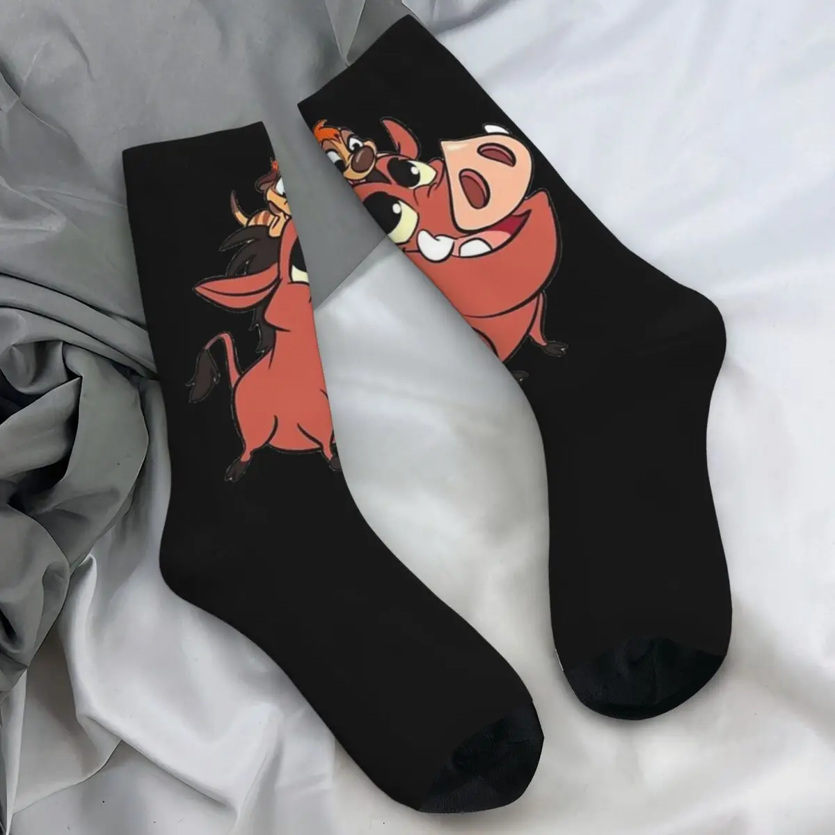 Cute Draw Baby Pumbaa Lion King Socks Elegant Stockings Men's Breathable Running Socks Autumn Custom Non-Slip Socks