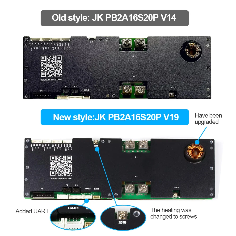V19 JK BMS 16S 200A PB2A16S20P LiFePo4 بطارية ليثيوم أيون LTO 24V 48V 72V 8S موازن نشط 2A JIKONG BMS للمنزل الشمسية