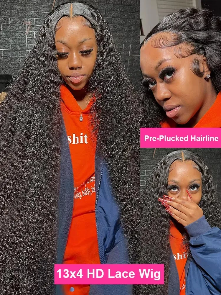 300% 40 بوصة موجة المياه مجعد الدانتيل الباروكة الأمامية 13x4 13x6 HD موجة عميقة الدانتيل الباروكة الأمامية 360 خصلات الشعر المستعار الإنسان الكامل للنساء للبيع