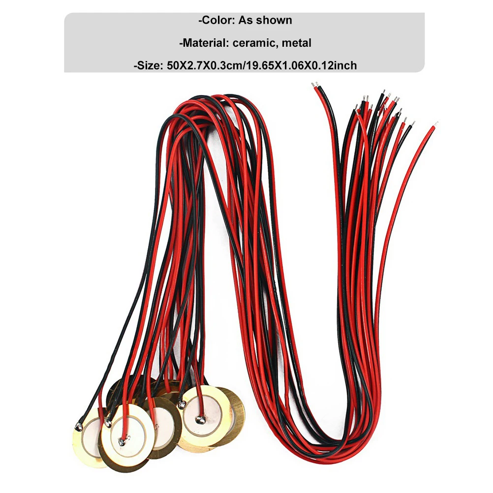

12 PCS Guitar Pickup Piezo Discs with Leads Trigger Piezoelectric Accessories Microphone Sensor Drum