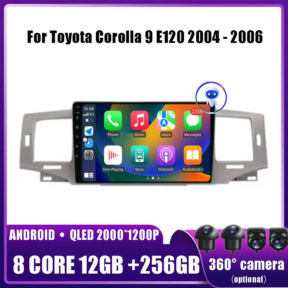 

Android 14 For Toyota Corolla 9 E120 2004 - 2006 Car Multimedia Player Head Unit Stereo GPS Navigation BT car accessories tools