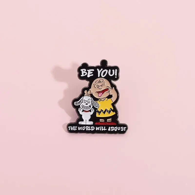 Cartoon Cartoon Snoopy Peripheral Badges Be Yourself The World Will Adjust The Creative English Short Sentence Brooch