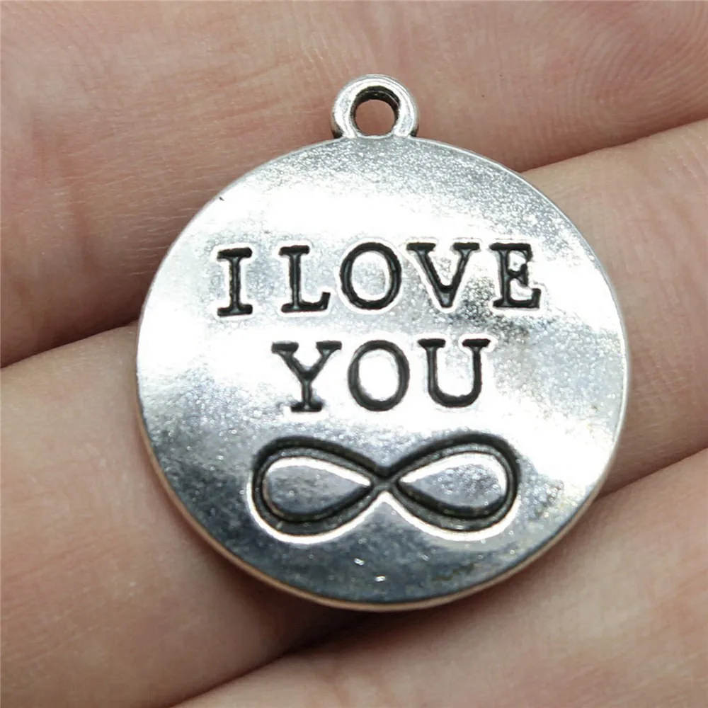 10pcs/lot 28x24mm I Love You Infinity Charms For Jewelry Making Antique Silver Color 1.1x0.94inch