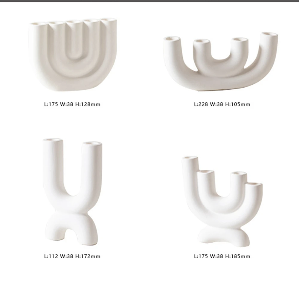 

ABHI 4 Spaces Tealight Candle Holder White Amosphere Candle Display for Wedding Bar Party Table Decor Candlestick