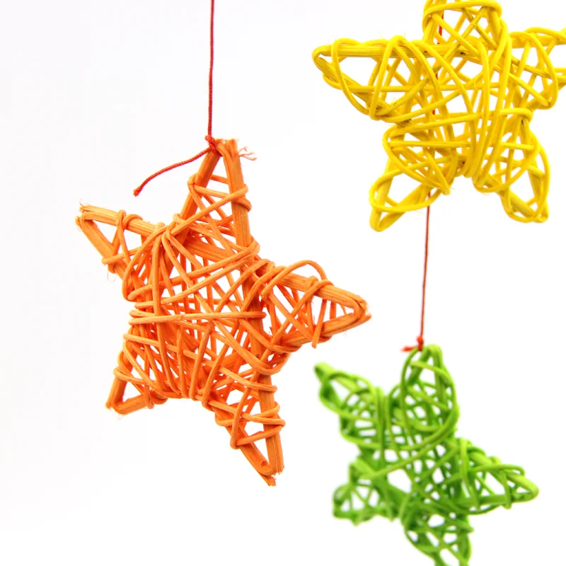 10PCS 6CM/9CM Lovely Rattan Star Sepak Takraw Christmas/Birthday Wedding Party Decorations DIY Ornaments Rattan Ball Kids Toys