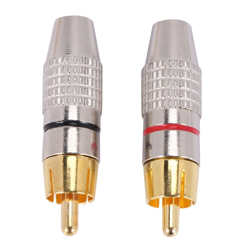 100 Pcs RCA Plug Audio Video Locking Cable Connector Gold Plated