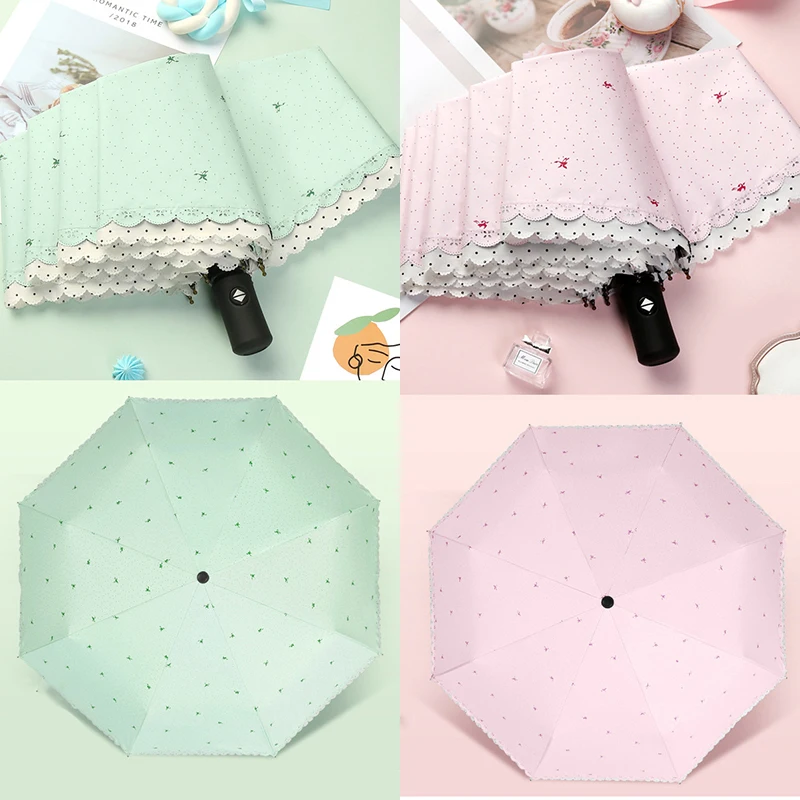 Fashionable lace women\'s umbrella thickening UV blocking parasol Portable folding umbrella UPF50+ Windproof Rainproof Umbrella