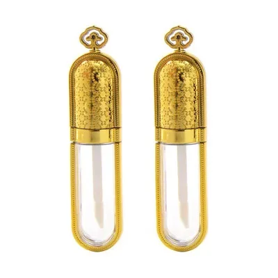 10/30/50/100 قطعة من البلاستيك الفارغ 5 مل أنبوب ملمع الشفاه على شكل تاج ذهبي #2