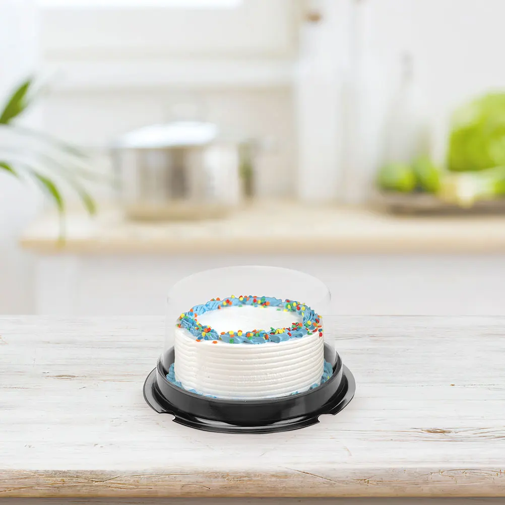 

100pcs Cake Boxes Clear Containers Plastic Cake Carriers Cheese Boxes Black Lids Lightweight Compact Food Storage Kitchen Bar