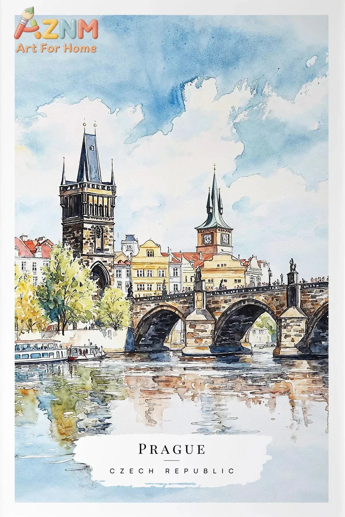Eastern European Travel Watercolor Poster Czech Republic Turkey Hungary Istanbul Prints Canvas Wall Art Pictures Home Room Decor