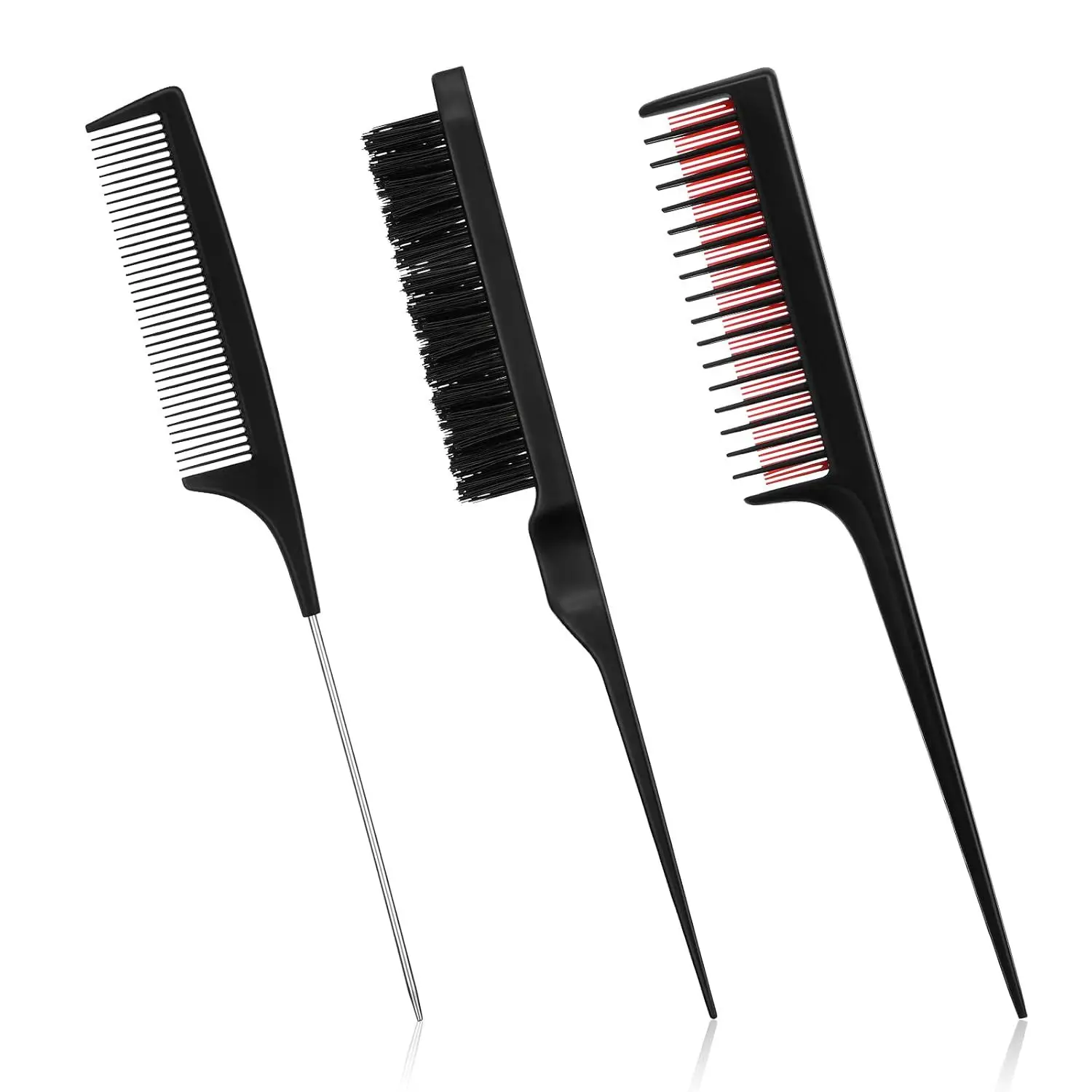 

3pcs Set Updo Tools Hair Backcombing Comb And Smoothing Brush Rat-Tail Teasing Combs Essential For Hair Sectioning & Volumizing