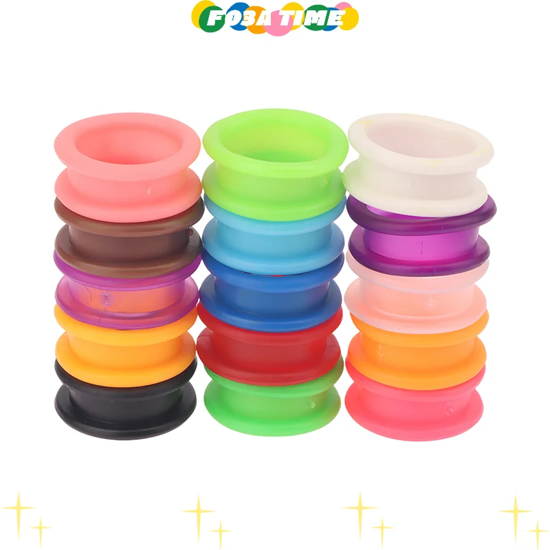 10Pcs Professionelle Barber Haar Schere Schere Finger Ringe Griffe Einsätze Weiche Silikon Ring Für Salon Barbers