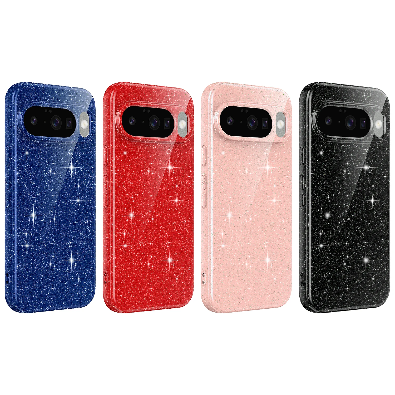 

Shockproof Glitter Wireless Charging Magnetic Phone Case For Google Pixel 10 Pro 10A 9 Pro XL 9A, Bling Fleece Protection Cover